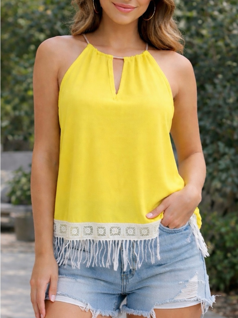 NWOT Yoyo 5 Fringe Yellow Top